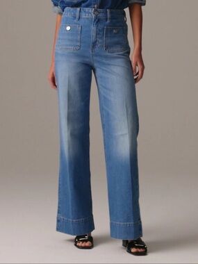 J.Crew 96 Denim Trousers Jeans Wide Leg High Rise Flare Size 37‎ (Plus Size 24)